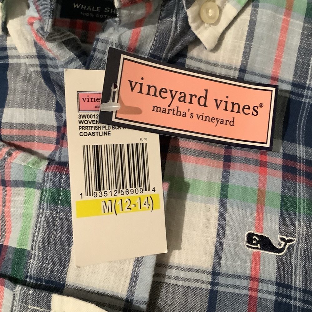 VINEYARD VINES Boys Whale Plaid Shirt Sz 12-14 - Picture 5 of 5